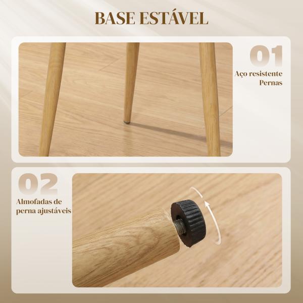 Conjunto de 2 Cadeiras de Cozinha com Encosto em PU Pernas de Aço e Assento Almofadado 47,5x57x84 cm Castanho e Bege