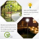 Candeeiro Solar com Painel Solar Candeeiro de Jardim com 6 LEDS Autonomia 6 - 8 horas Ø26x177 cm Preto