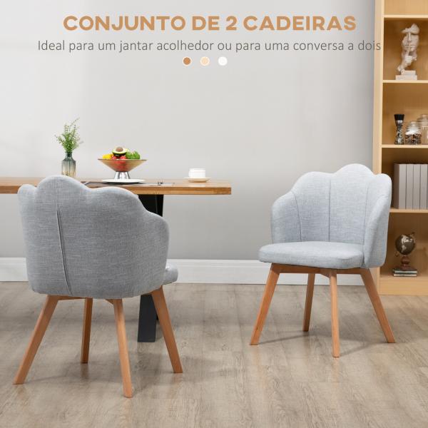 Cadeiras Sala de Jantar Estofada em Linho Sintético com Assento e Encosto Acolchoados Estilo Moderno 58x60x82 cm Azul Claro