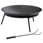 Braseiro de Exterior Braseiro de Metal com Atiçador para Varanda Campismo Ar Livre Ø47x21 cm Preto