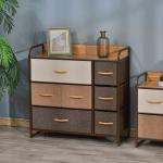 Cómoda com 7 Gavetas de Tecido Dobráveis Móvel Organizador com Estrutura Metálica e Antitombo 80x29x78,5 cm Multicolor