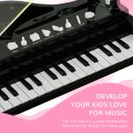 Piano Eletrónico para Crianças com 32 Teclas Microfone banco Luzes 22 Músicas 4 Tons e Volume Ajustável 37x30,5x60,4 cm Preto
