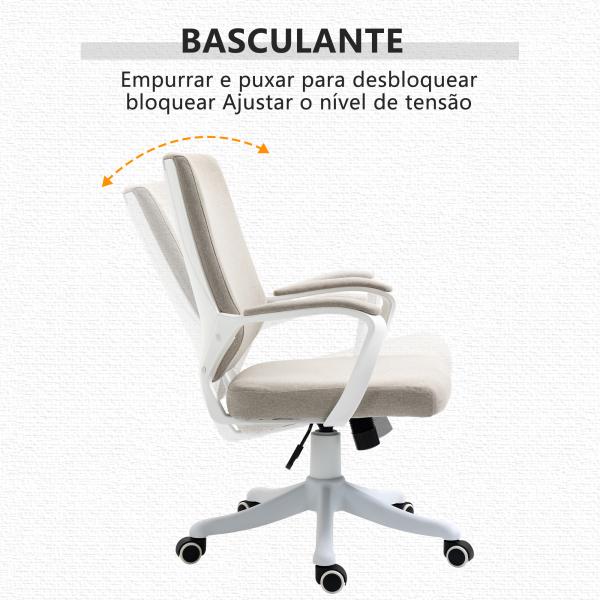 Cadeira de Escritório Ergonómica Giratória e com Altura Ajustável e Suporte Lombar 62x69x92 - 100 cm Bege