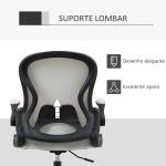 Cadeira de Escritório com Suporte Lombar Apoio para os Braços Dobrável e Altura Ajustável 59x65x102 - 122 cm Cinza