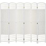 Biombo Separador de Ambientes de 6 Painéis Dobrável em Corda de Papel 160x170 cm Decoração para Quarto Branco