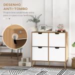 Sapateira para 16 Pares de Sapatos com 4 Gavetas e Prateleiras Ajustáveis 95x26x95 cm Madeira