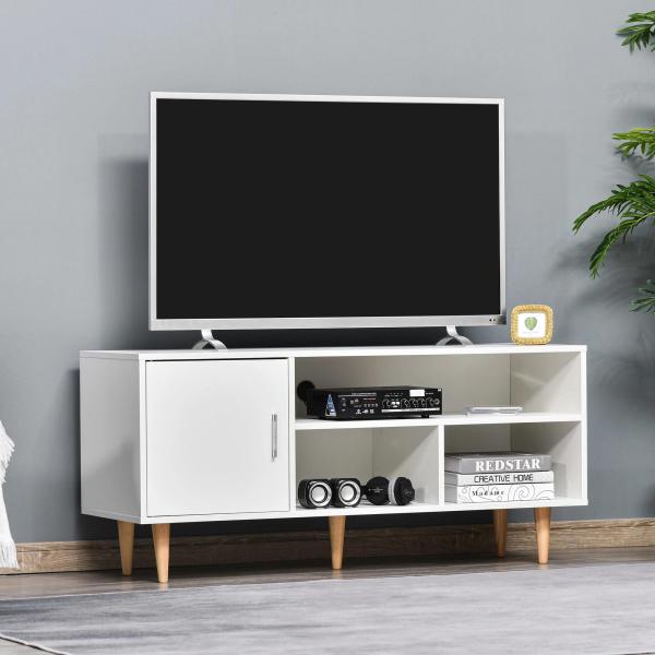 Móvel de TV para Televisores de até 60” Móvel de Sala de Estar Moderno com Armário 3 Compartimentos 120x40x55cm Branco