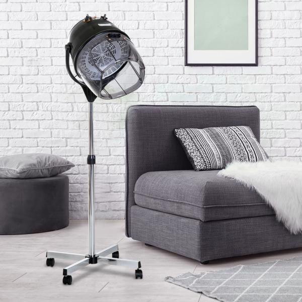 Secador de Cabelo Profissional 1180W com Capuz e Rodas com Temporizador de Temperatura Ajustável em Altura Preto