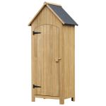 Armário Jardim de Madeira 77,5x54,2x179,5 cm 0,3 m² Armário para Arrumação de Ferramentas com 3 Prateleiras e 2 Portas com Fecho Madeira
