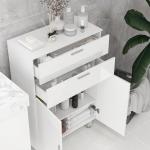 Móvel Auxiliar Casa de Banho 2 Gavetas e Armário Prateleiras Ajustáveis 60x30x93 cm Branco