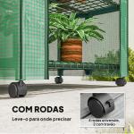 Estufa de Exterior com 4 Prateleiras e Rodas Porta Enrolável Estrutura em Aço e Cobertura de PE 140g/㎡ Anti - UV 69x50x165 cm Verde