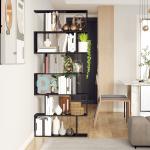 Estante com 6 Prateleiras para Livros em Formato S 80x24x191 cm preto