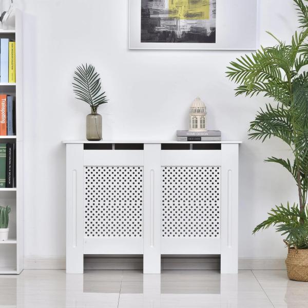 Cobertura de Radiador de MDF Cobertura para Radiador com Prateleira Estilo Moderno 111,5x82x19 cm Branco