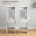 Tocador de Maquilhagem com Luzes LED de Cor Ajustável e Espelho Tocador com Lateral Rebatível Gaveta 45x45x152 cm Branco