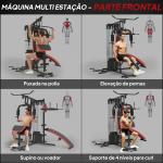 Máquina Multi Estação Ajustável Multi Estação de Musculação com Placas de Peso de 45 kg 225x175x200 cm Preto