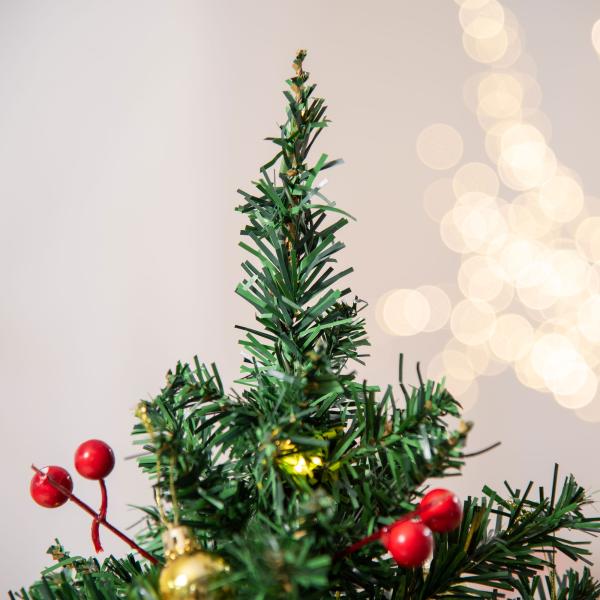 Mini Árvore de Natal 60cm Artificial com Suporte Metálico 73 Ramos PVC Ø40x60cm Verde