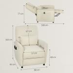 Poltrona Relax com Aquecimento Lombar e Massagem por Vibração Poltrona Reclinável com Função de Memória 88x93x102 cm Creme