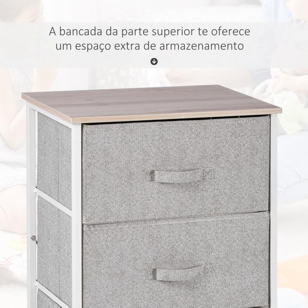 Cómoda Organizador com 4 Gavetas de tecido para sala de estar quarto 45x30x92cm