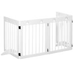 Barreira de Segurança Dobrável para Cães Grade de Proteção de 4 Painéis com Pés para Portas Escadas Corredor 204x30x61cm Branco