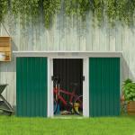 Abrigo de Jardim 280x130x172cm Abrigo de Exterior de Aço Galvanizado com Porta Corredeira e Ventilações Verde