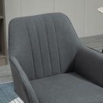 Conjunto de 2 Cadeiras de Sala de Jantar Estofadas em Linho com Encosto e Pés de Metal 59,5x56,5x81 cm Cinza