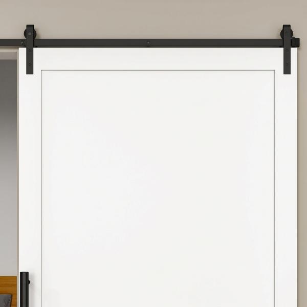 Ferragens para Porta Corredeira 200cm Kit de Acessórios para Porta Corredeira de Madeira com 2 Trilhos de Aço Carga Máxima 20 kg Preto