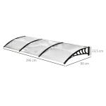 Marquise de proteção solar e chuva para portas e janelas de policarbonato de 5mm 295x90x25 cm Transparente