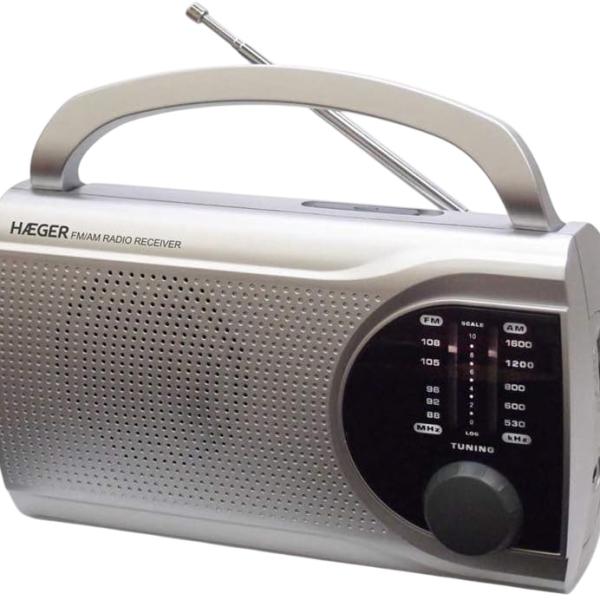 Rádio Portátil Surround AM/FM (Prateado) - HAEGER