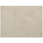 Tapete Sala de Estar 160x230 cm Tapete Pelo Curto Estilo Moderno Base Antiderrapante Tecida à Máquina Creme