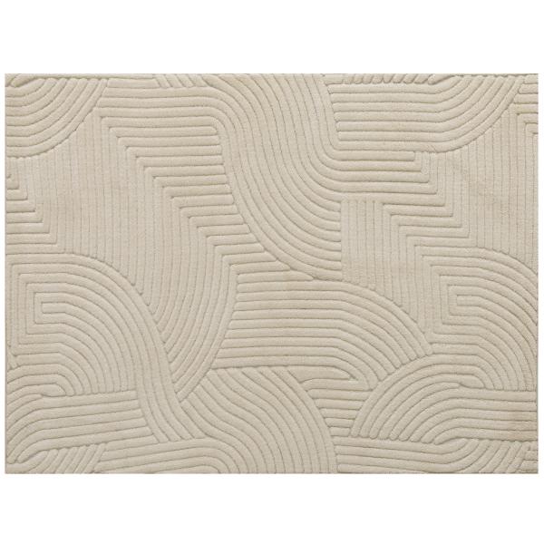 Tapete Sala de Estar 160x230 cm Tapete Pelo Curto Estilo Moderno Base Antiderrapante Tecida à Máquina Creme