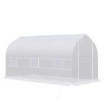 Estufa Tipo Túnel 400x200x200cm Estufa de Jardim com 6 Janelas Transpiráveis e Portas Enrolável com Zíper para Cultivo de Plantas e Verduras Branco