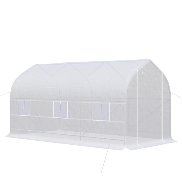 Estufa Tipo Túnel 400x200x200cm Estufa de Jardim com 6 Janelas Transpiráveis e Portas Enrolável com Zíper para Cultivo de Plantas e Verduras Branco