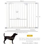 Barreira de Segurança para Animais de Estimação Cães com Extensão de 17,5 cm Sistema de Fechamento Automático 74 - 97,5x76,2 cm Branco