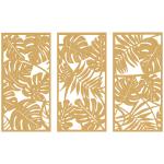 Decoração de Parede de Madeira 3D 3 Peças 40x80 cm Adornos com Padrão de Folhas Tropicais Madeira