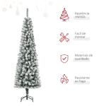 Árvore de Natal 180 cm Árvore de Natal Artificial Nevado com 492 Ramos e Suporte de Metal Verde e Branco