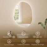 Espelho de Casa de Banho LED 3 Cores de Luz Brilho Regulável Função Anti - Embaciamento Função Memória IP44 70x50 cm Prata