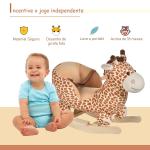 Baloiço para Crianças em Madeira com 32 Canções Cinturão de Segurança Girafa de Pelúcia 60x33x45 cm Marrom Claro