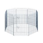 Parque para Animais de Estimação com 8 Paineis 63x91cm Cerca para Animais de Estimação com Porta com Trava para Jardim Pátio Exterior Prata