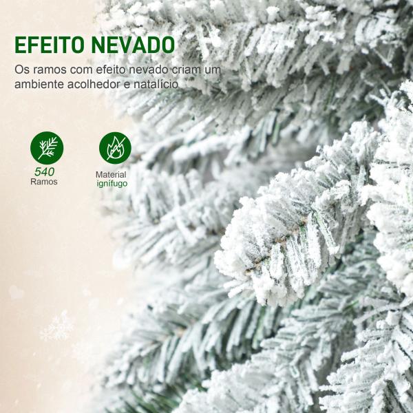 Árvore de Natal Estreita 180 cm Árvore de Natal Nevada com Luzes LED Temporizador 11 Modos de Iluminação Verde