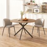 Mesa de Refeição Redonda para 4 Pessoas Mesa de Cozinha Industrial com Estrutura de Aço Ø120x75 cm Marrom
