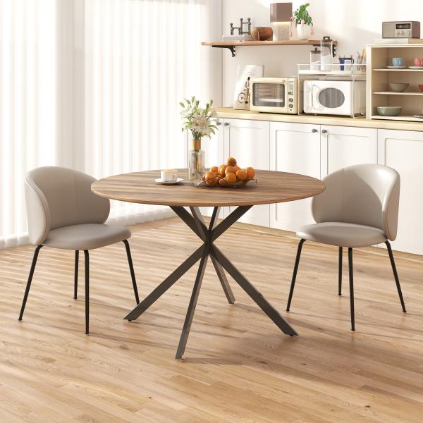 Mesa de Refeição Redonda para 4 Pessoas Mesa de Cozinha Industrial com Estrutura de Aço Ø120x75 cm Marrom