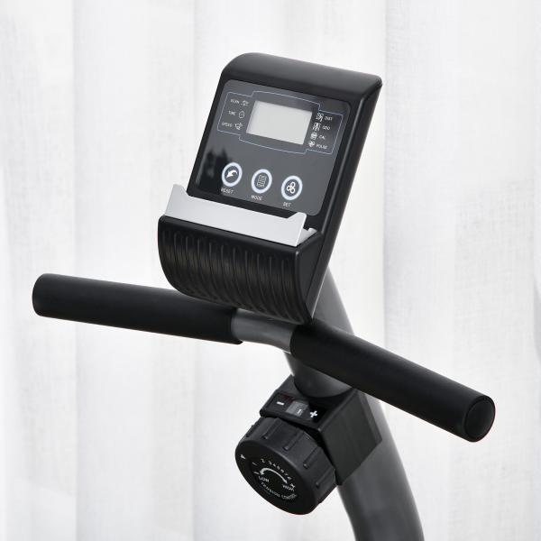 Bicicleta ergométrica reclinável com tela LCD e volante de 3 kg resistência magnética de 8 níveis assento ajustável 121,5 - 136x62,5x98 cm Cinza