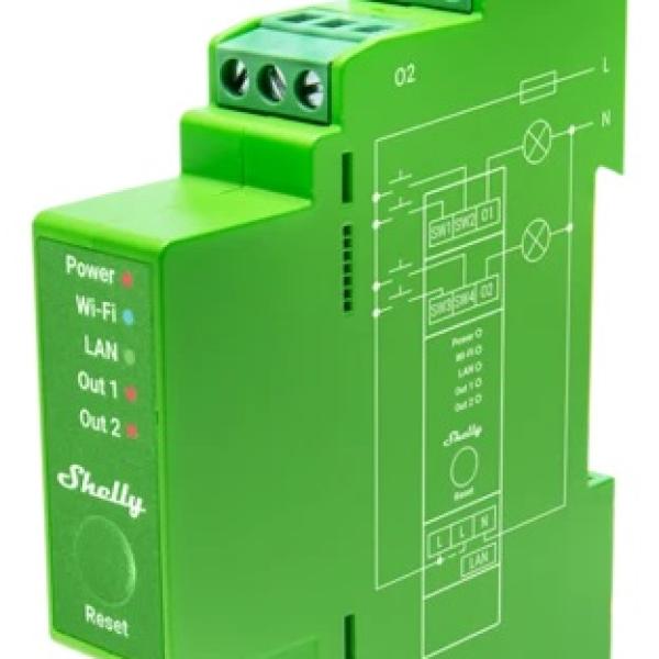 Módulo Controlador Dimmer Inteligente p/ Calha DIN 2 Canais 2x200W - Shelly Pro Dimmer 2PM
