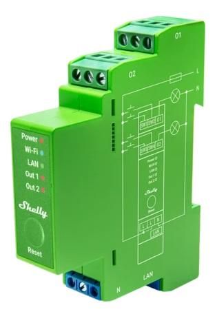 Módulo Controlador Dimmer Inteligente p/ Calha DIN 2 Canais 2x200W - Shelly Pro Dimmer 2PM