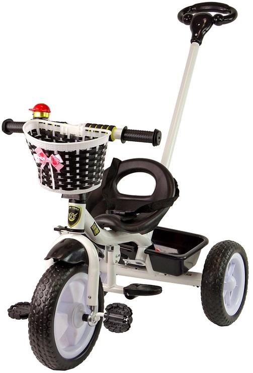 Triciclo Infantil PRO100 c/ Pedais + Cesto (Preto/Branco)