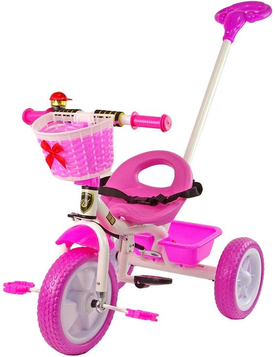 Triciclo Infantil PRO100 c/ Pedais + Cesto (Rosa/Branco)