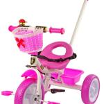 Triciclo Infantil PRO100 c/ Pedais + Cesto (Rosa/Branco)