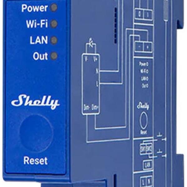 Módulo Controlador Dimmer WiFi/Bluetooth c/ Med. Consumo p/ Calha DIN - Shelly Pro Dimmer 0/1 - 10V PM