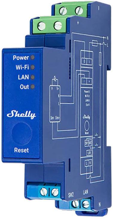 Módulo Controlador Dimmer WiFi/Bluetooth c/ Med. Consumo p/ Calha DIN - Shelly Pro Dimmer 0/1 - 10V PM