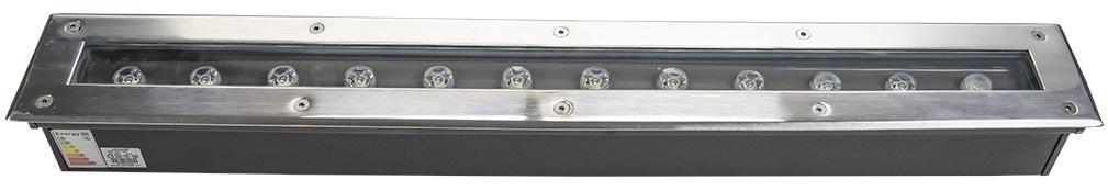 Projector Encastrar Chão/Muro LED 12W Branco F. 6000K 500Lm (IP65) - Aro Inox